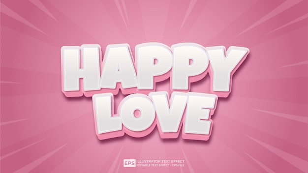 Vector vector 3d text happy love editable text effect font