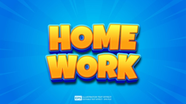 Vector vector 3d text home work editable text effect font