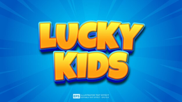 Vector vector 3d text lucky kids editable text effect font