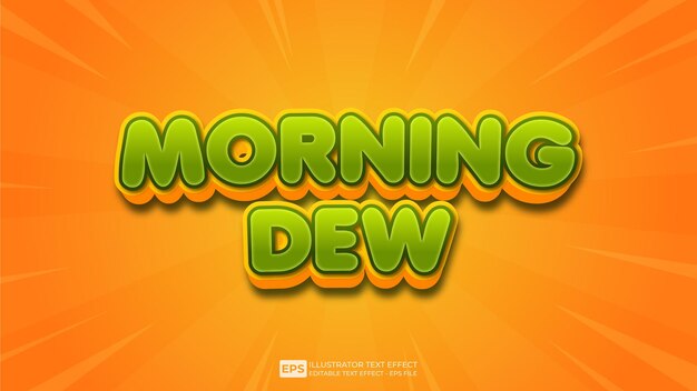 Vector vector 3d text morning dew editable text effect font