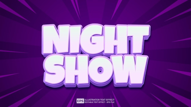 Vector vector 3d text night show editable text effect font