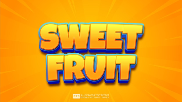 Vector vector 3d text sweet fruit editable text effect font.