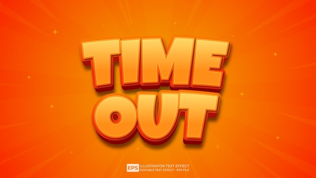 Vector vector 3d text time out editable text effect font