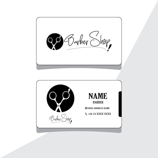 Вектор Векторная визитная карточка парикмахерской и логотип мужского салона или парикмахерской черно-белого цвета