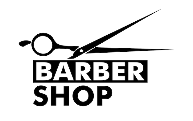 Vettore carta da visita di un barbiere vettoriale e logo di un salone maschile o di un barbiere in bianco e nero