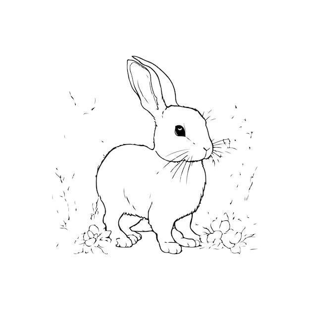 Vector a vector of a beautiful rabbit in black and white coloring