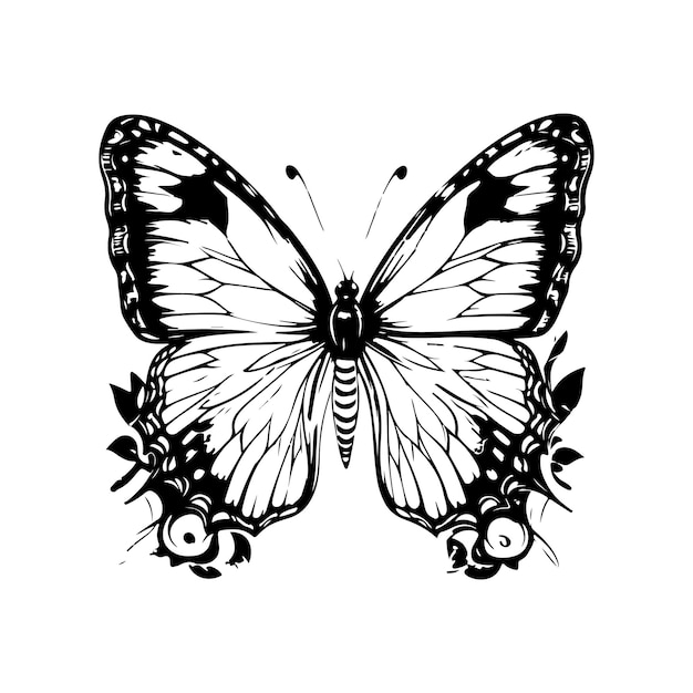 Vector vector a vector of cartoon butterfly in black and white coloring