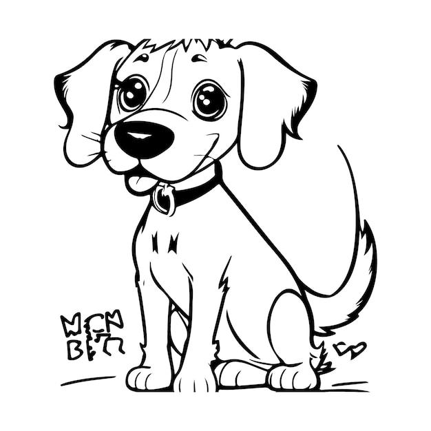 Vector vector a vector of cartoon dog in black and white coloring
