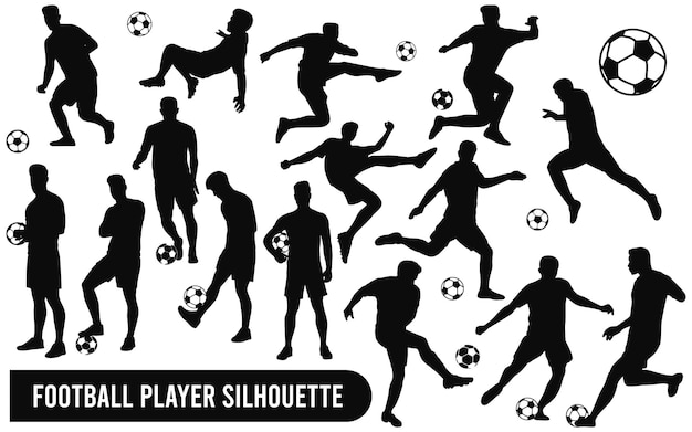 Vector vector vector collectie van mannelijke voetballen of voetbal silhouetten in verschillende poses