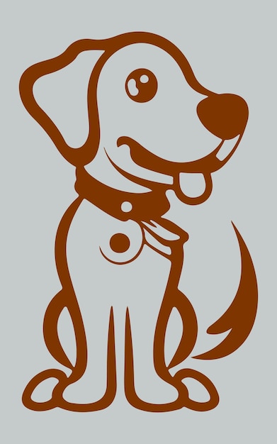 Vettore un vettore di design del contorno del logo del cane carino