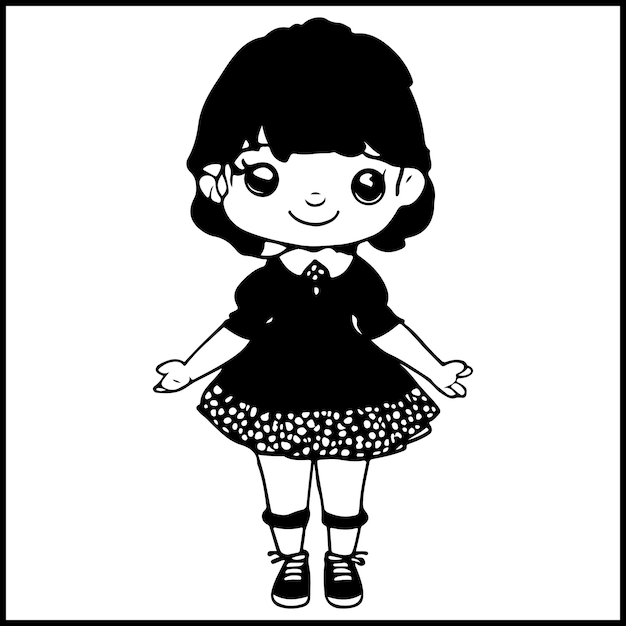 vector a vector of cute girl outline design