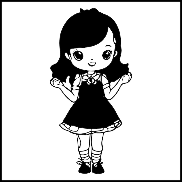 vector a vector of cute girl outline design