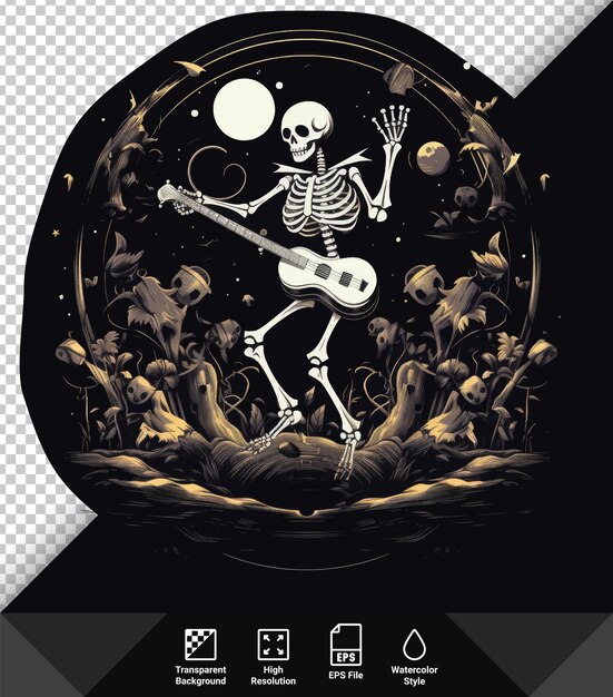 Vector vector vector illustration skeleton playing guitar halloween