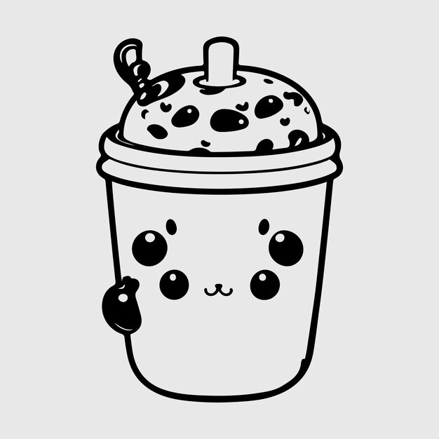 Premium Vector | Vector a vector of a one milk tea cute kawaii style in