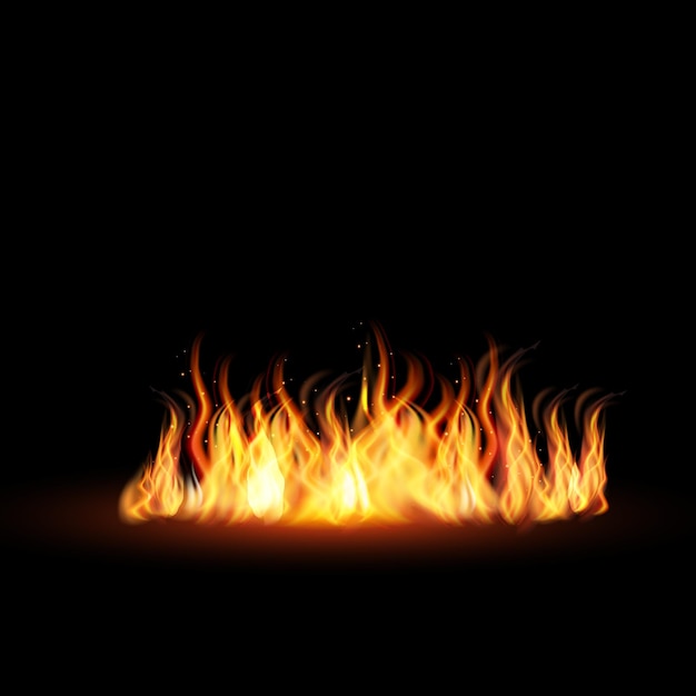 vector vector realistische brandende vuurvlammen met rook