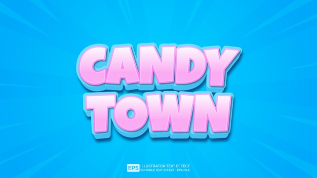 Vector vector vector 3D-tekst bewerkbaar teksteffect candy town