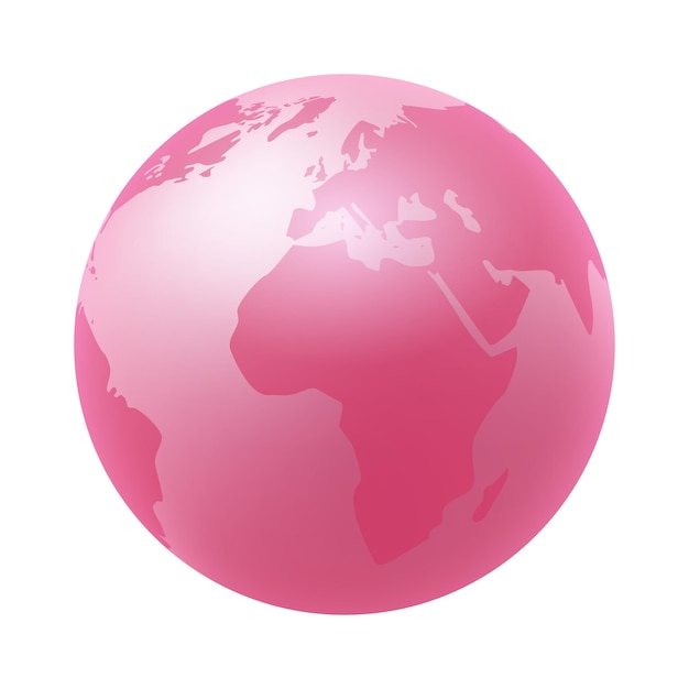 Vector vector world globe map north america centered map pink planet sphere icon