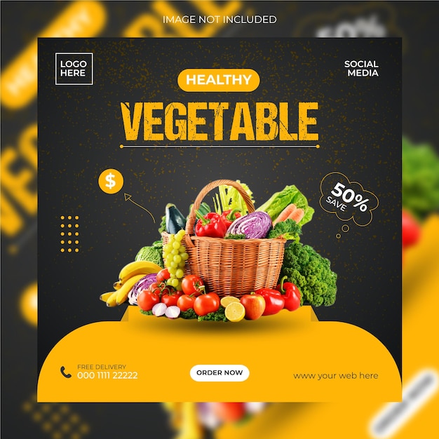 Vector vegetable food menu social media post restaurant banner template