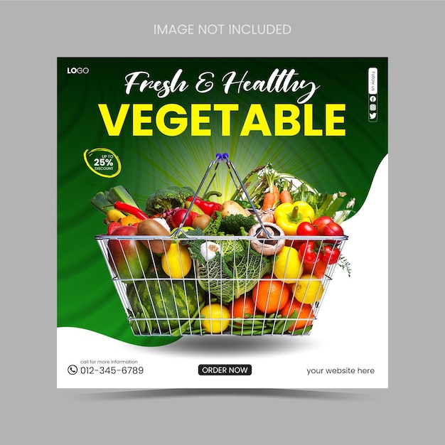 vector vegetable and fruit grocery delivery social media Instagram post template