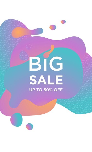 Vector verkoop korting promotie banner of poster in moderne vloeiende stijl Sjabloonontwerp voor grote seizoensverkoop Tot 50 procent korting en speciale aanbieding