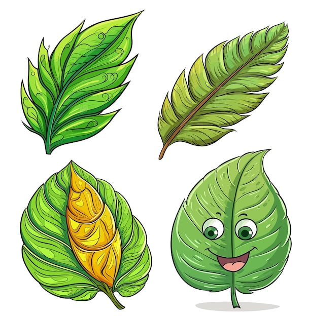 vector verschillende vormen van bladeren vector groene bladeren collectie
