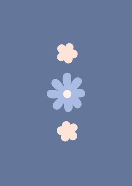 Premium Vector | Vector vertical postcard with simple flowers on a blue ...