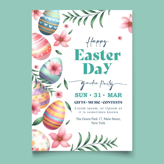 Vector vertical poster template for easter celebration