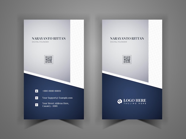Vector vertical Simple Gradient color Blue and dark background with silver text metallic design
