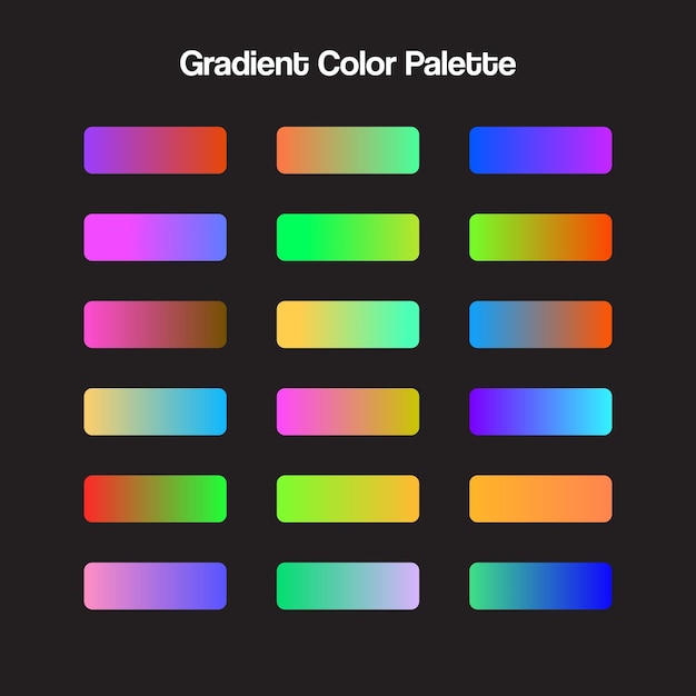 Vector vector vibrant colorful gradients color swatches set