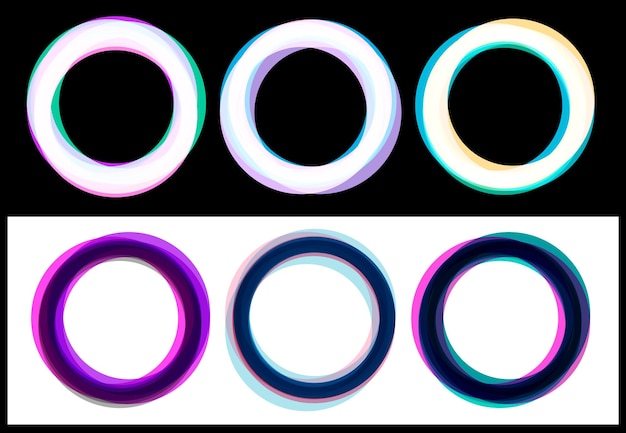 Vector Vibrant Neon Circle Color buttons set