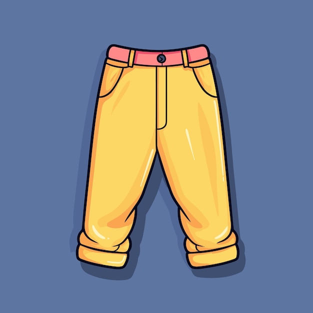 Vector of a vibrant pair of yellow pants with a stylish pink belt