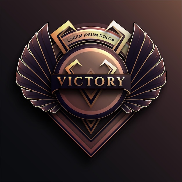 Vector vector victory esport illustration logo in dark brown bacground style