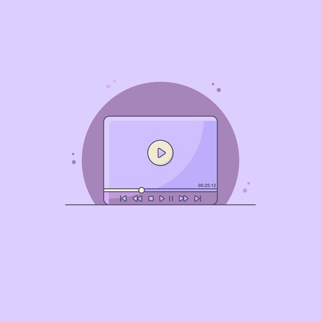 Vector video player illustration video player software icon