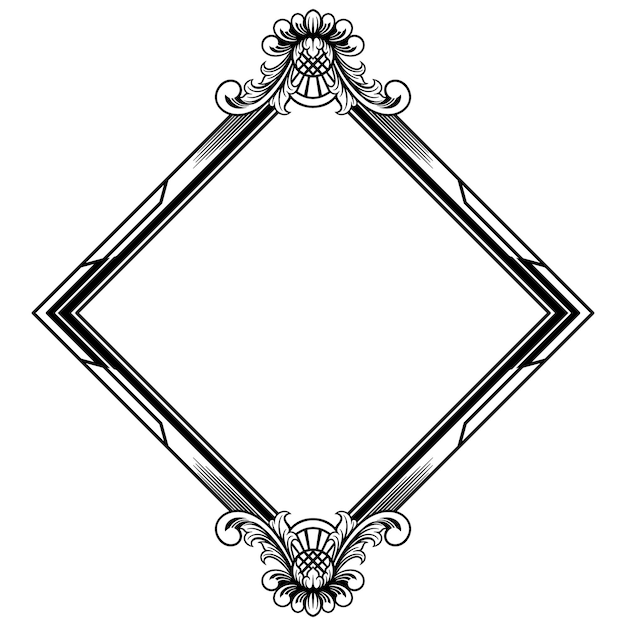 Vector vierkant frame met zwart-wit gegraveerd