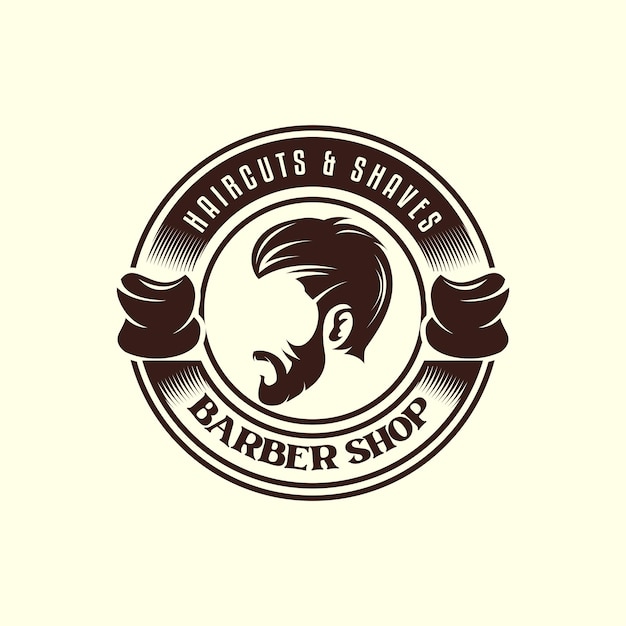 vector vintage barber shop logo for your design. for labels, badges, signs or advertising.