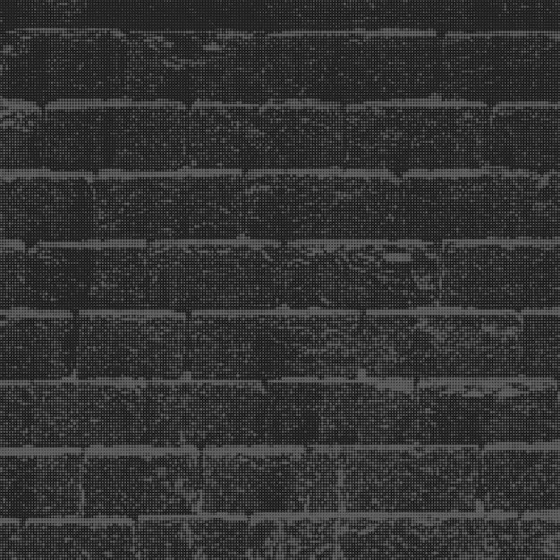 Muro di mattoni dell'annata di vettore superficie nera monocromatica dot semitono astratto decorazione realistica sfondo scuro texture