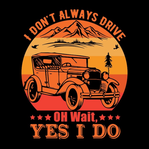 Vector vintage car tshirt design print ready easy background