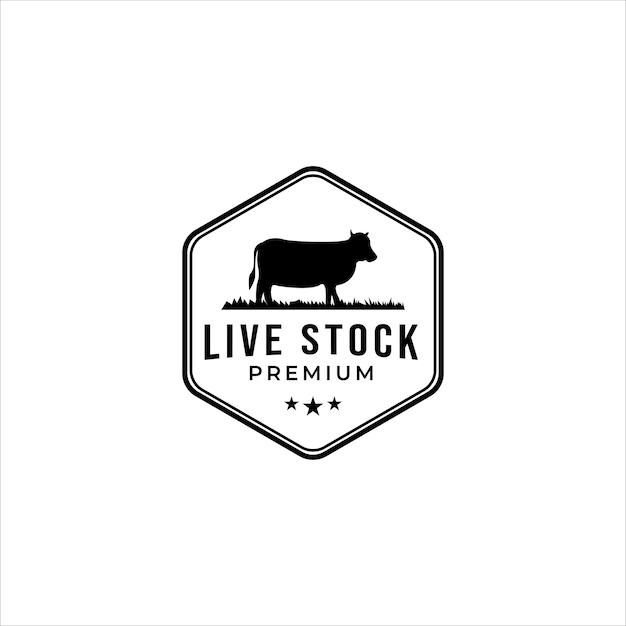 Vector vintage cattle animal farm logo design concept illustration idea