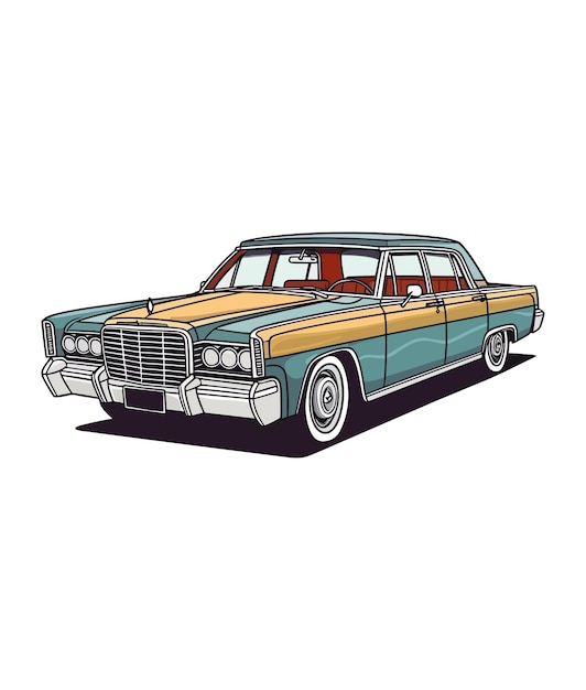 Vector vintage classic car illustration on white background vintage classic car illustration