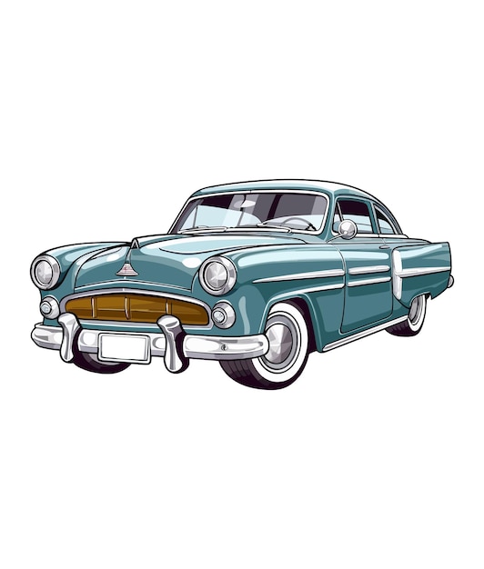 Vector vector vintage classic car illustration on white background vintage classic car illustration