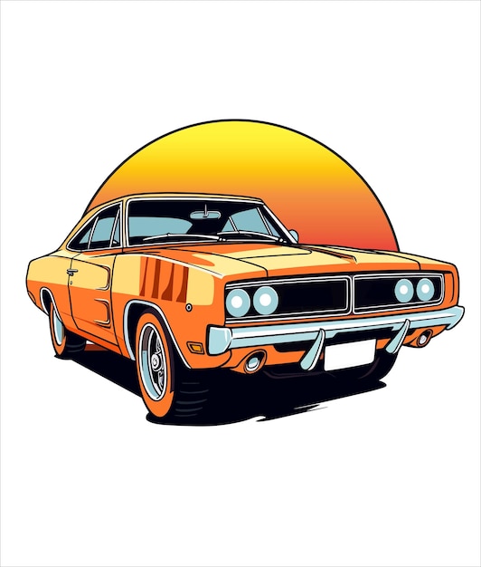 Vector vector vintage classic car illustration on white background vintage classic car illustration