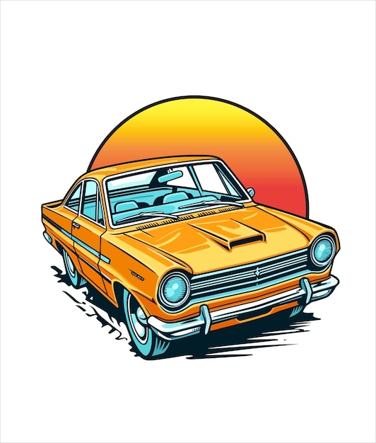 Vector vintage classic car illustration on white background vintage classic car illustration