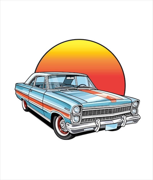 Vector vintage classic car illustration on white background vintage classic car illustration