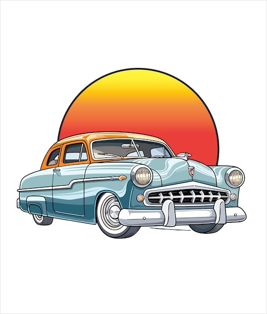 Vector vector vintage classic car illustration on white background vintage classic car illustration