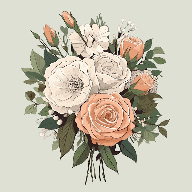 Vector a vector vintage clipart of flowers bouquet