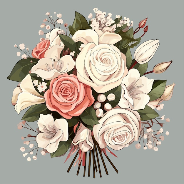 Vector a vector vintage clipart of flowers bouquet