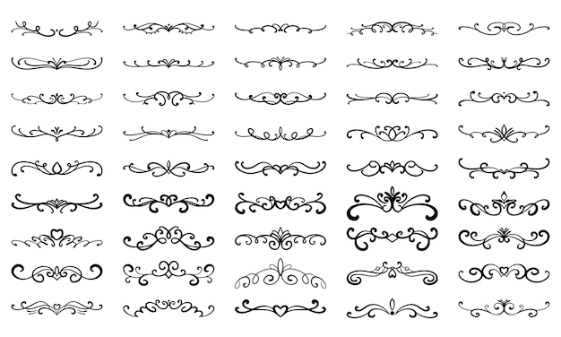 vector vintage divider set retro line text page separator