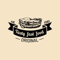 vector vintage fast food logo hipster natural sandwich label sign bistro icon street eatery emblem