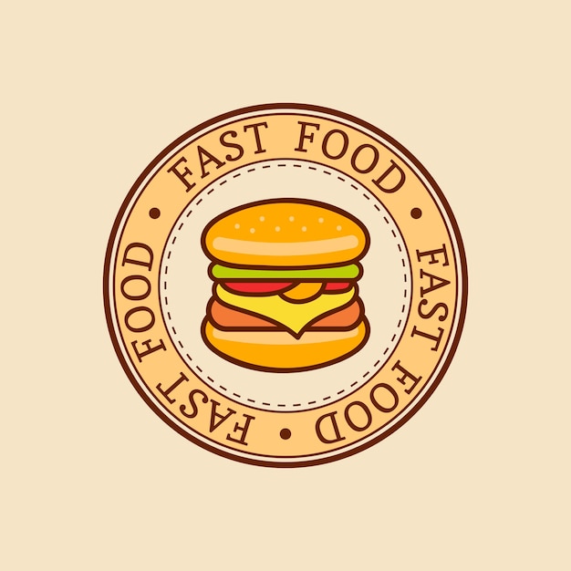 Vector vintage fastfood logo Retro hand getrokken hamburger hipster sandwich teken Bistro pictogram eetcafe embleem voor straat restaurant café bar menu ontwerp