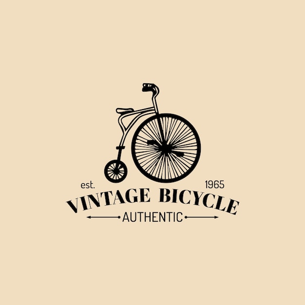 Vettore logo della bicicletta hipster vintage vettoriale emblema del velocipede retrò per banner poster pubblicitario aziendale di modelli di carte